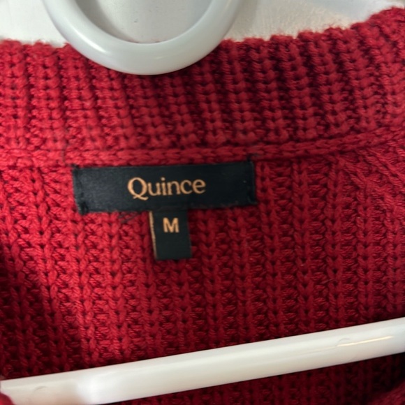 Quince 100% Organic Cotton Fisherman Crew Sweater Minimalist Ribbed Dark Red M - Picture 5 of 11